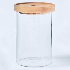 Threshold Medium Clear Glass Storage Canister with Natural Wood Lid | 48 oz.